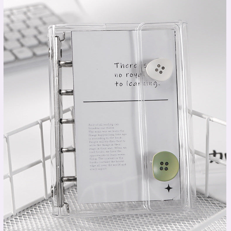 Double Button Cover Transparent Loose Leaf Binder Cover